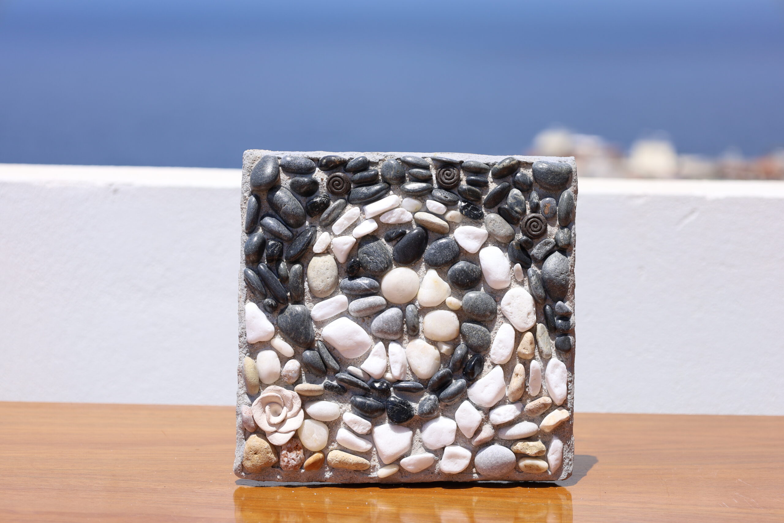 Meander Spiral Pebble Mosaic - Cretan Rocks Collection
