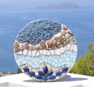 Round Mosaic on Ceramic Base with Lace Pattern