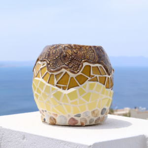 Lace-Patterned Mosaic Ceramic Vase  – Handbuilt Collection