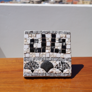 Mosaic with Geometric Black and White Pattern