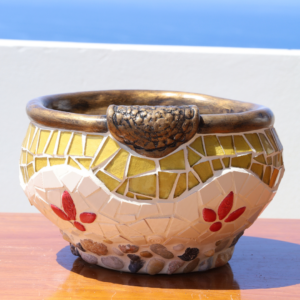 Bronze Rim Mosaic Vase – Handbuilt Collection
