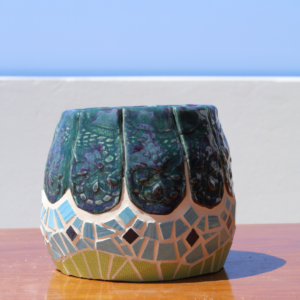 Semi-Glazed Mosaic Vase – Handbuilt Collection