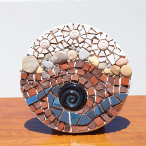 Handcrafted Round Mosaic Inspired by the Mediterranean Sea