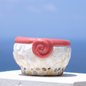 Mosaic Ceramic Vase with Pebble Base – Handbuilt Collection