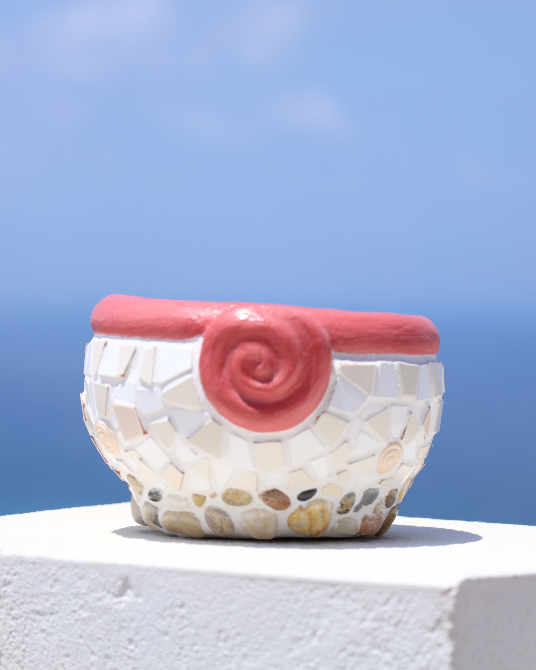 Mosaic Ceramic Vase with Pebble Base – Handbuilt Collection